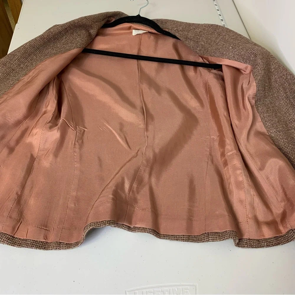 Vintage 60s 70s Red Brown Textured Lightweight 2 Button Front Blazer Size 10 - Picture 12 of 12